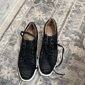 Paolo Textured Black Sneakers with White Soles
